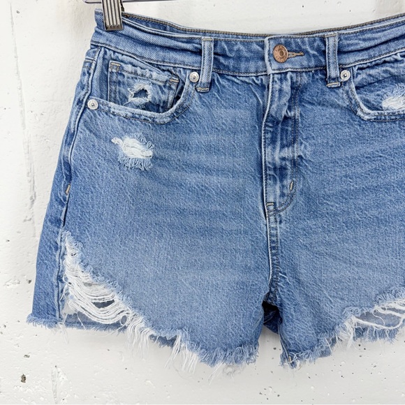 Lot of 3 American Eagle Size 4 Mom High Rise Distressed Black Blue Jean Shorts - Picture 14 of 16